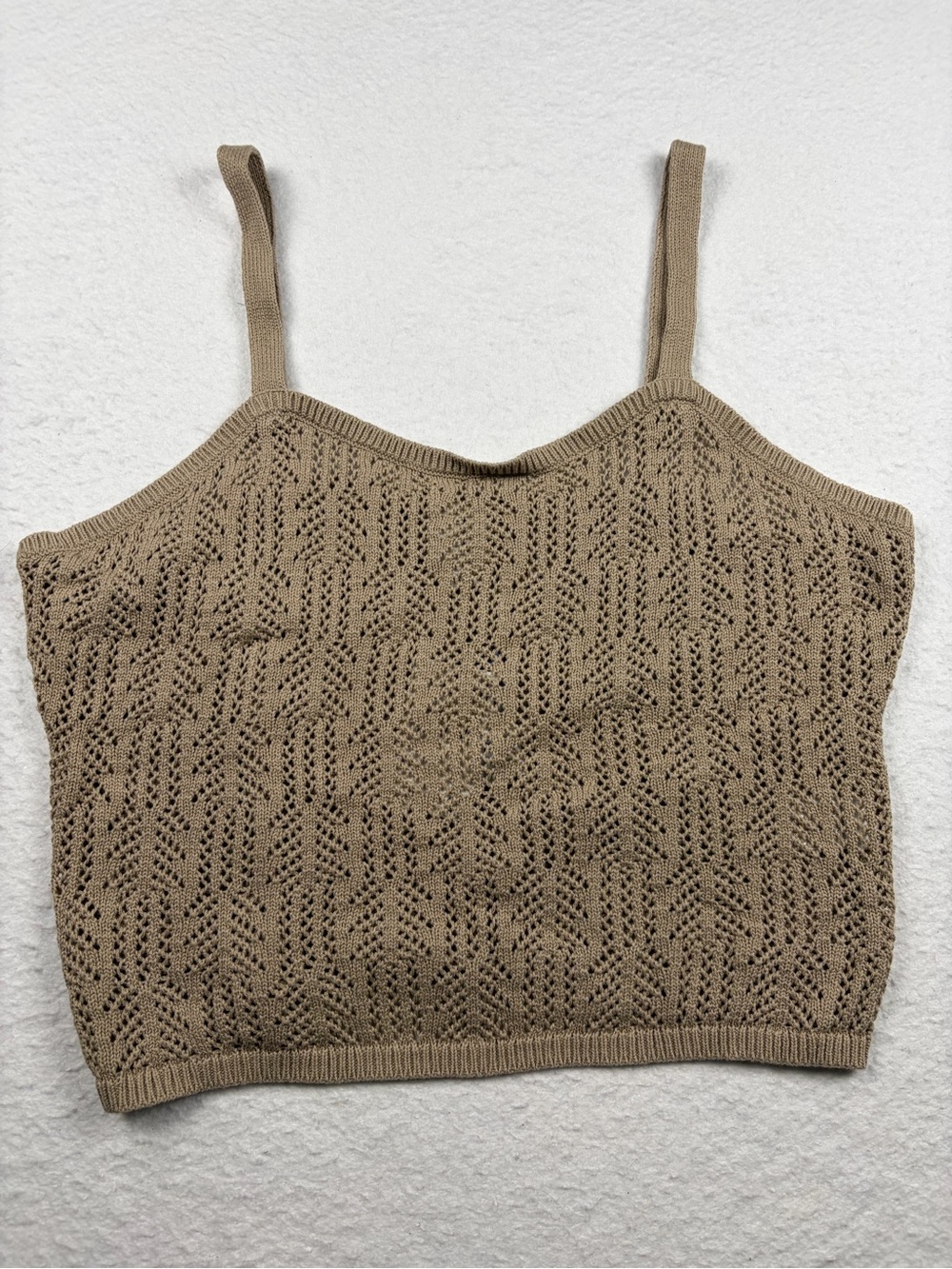 ✨ NWT Abound Tan Open Stitch Crochet Knit Crop Camisole Tank Top ✨XL